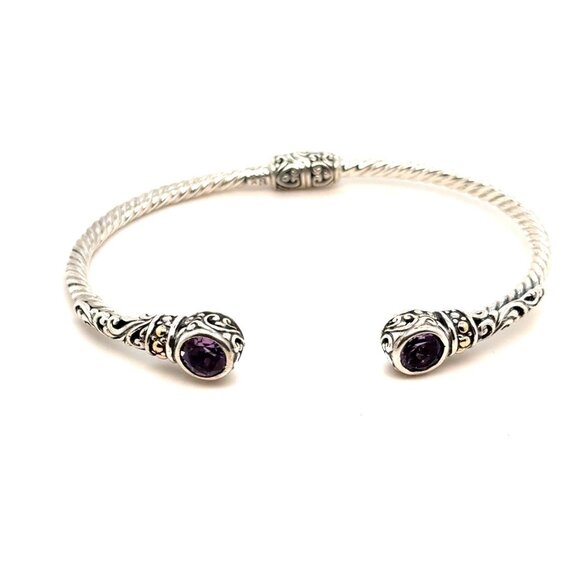 925/18k Amethyst Cuff - Picture 1 of 7